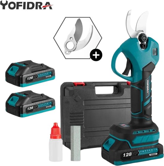 Yofidra® Elektrische Snoeischaar - Snoeischaar - Heggenschaar Accu - Takkenschaar - 2 Accu's met Acculader - Incl. Opbergbox Tuin gereedschap van Yofidra
