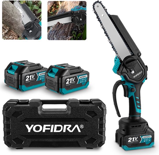 Yofidra Mini Kettingzaag - 20cm Kettingzaag - met 2x Accu's - Takkenzaag - Elektrisch Handkettingzaag - voor tuin, boomsnoeien en hout