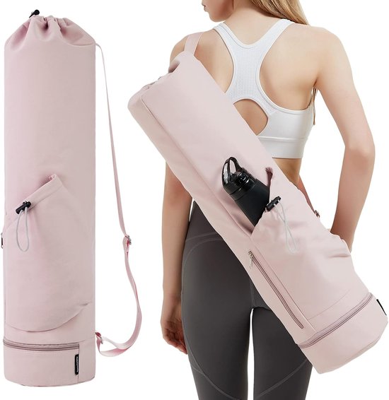 Yogamat Tas Drager - Schoudertas - Sportpad-rugzak - Yogamattas - Yogamatdrager - Yogamattas met waterfleszak en natte zak aan de onderkant, sportyogamat draagt ​​multifunctionele opbergtas - 1 Stuks roze 78x19cm van Yogamat