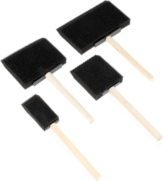 Yolev 4 stuks spons schuim borstel set verf spons borstel met houten handvat schuim borstel verf applicators spons schilderij gereedschap voor doe-het-zelf ambachtelijke projecten (4 maten) van Merkloos	