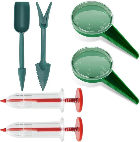 Zaad Dispenser Set - Mini Zaad Verspreider - Planten Zaaien - Gecontroleerde Zaadverspreiding - 6 Stuks - Rood en Groen