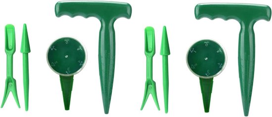 Zaad Dispenser Set - Tuin Hand Tool - Planten Zaaien - Verstelbare Handgreep - 8 Stuks - Groen