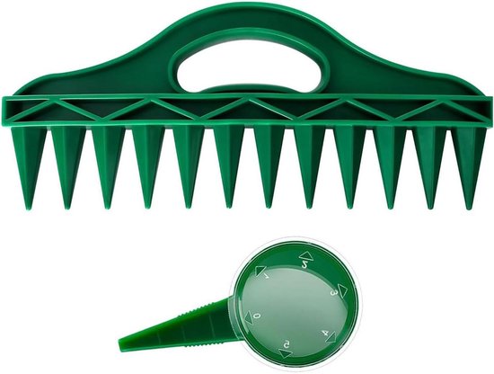 Zaadmachine Set - Handplanter Zaadverdeler - Precisie Zaaien - 12 Gaten Verstelbaar - 13 x 30 cm - Groen van Merkloos	