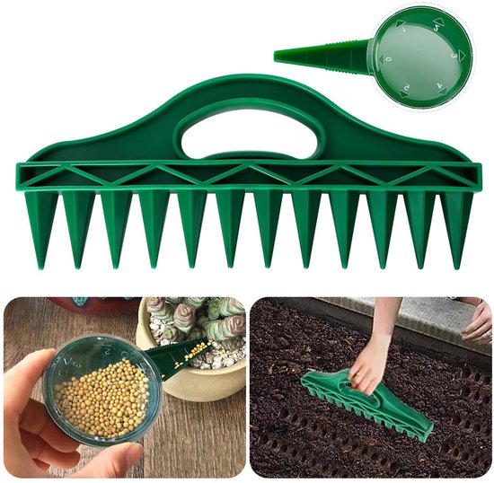 Zaadverdeler met 12 gaten, verstelbaar zaaigereedschap, handzaaimachine voor in de tuin, balkonbak, ergonomisch zaaigereedschap voor groenten, kruiden en bloemen, voor zaaien in de tuin, set van 2 van Veddelholzer