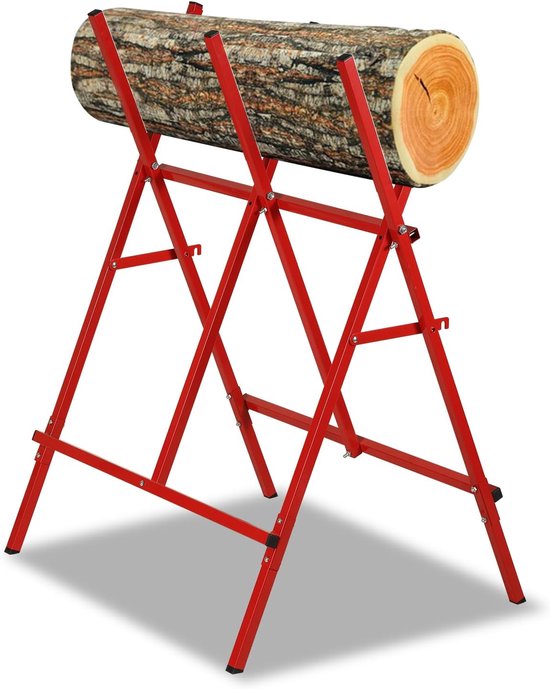 Zaagbok, inklapbaar zaagpaard, houtzaagbok voor kettingzaag en handzaag, houtsnijbok als zaaghulp, hout zagen, licht gemaakt, tot 100 kg, rood