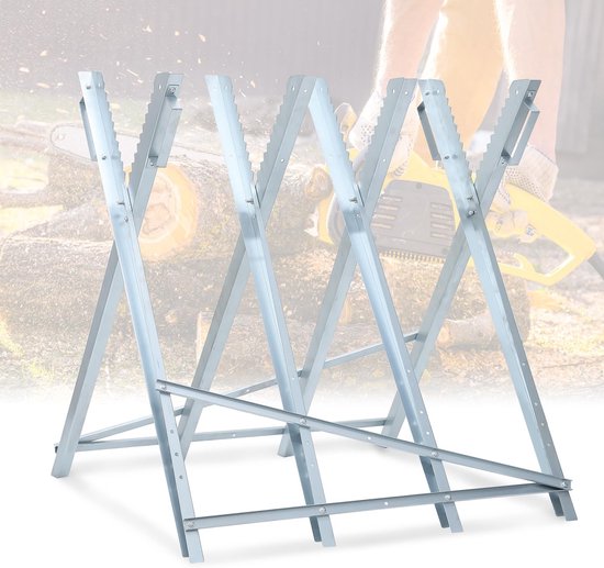 Zaagbok Metaal - Houtbok Inklapbaar - Efficiënt Zagen - Robuuste Stabiliteit - 80x80x81 cm - Zilver van Merkloos	