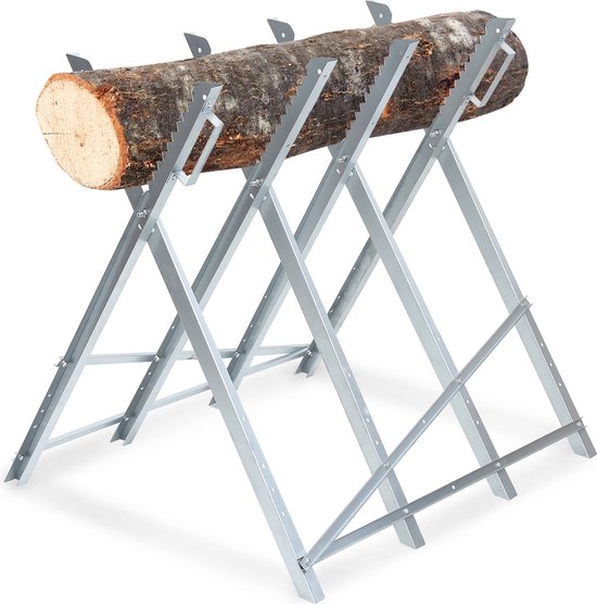 Zaagbok Opvouwbaar aagbok tot 150 kg Gegalvaniseerd zaagbok Inklapbaar 80x81x80cm - Zilver van Werkman