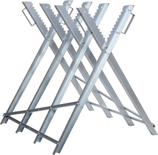 Zaagbok Opvouwbaar kettingzaagbok Gegalvaniseerd zaagbok tot 150 kg 80x81x80cm - Zilver van Merkloos	