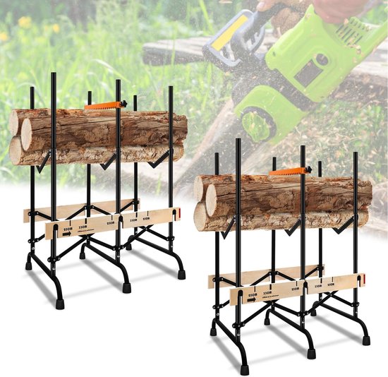 Zaagbok Set - Houtklover Ondersteuning - Efficiënt Hout Zagen - Inklapbaar en Stabiel - 2 Stuks 150 kg - Zilver