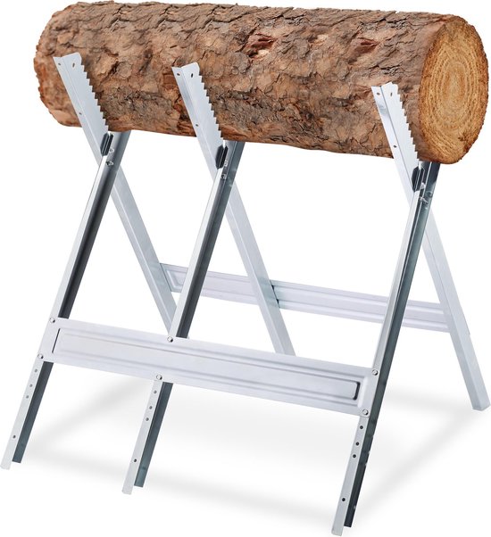 zaagbok - staal - 81 x 75,5 x 81 cm - inklapbaar - voor kettingzagen - 150 kg - zilver van Merkloos	