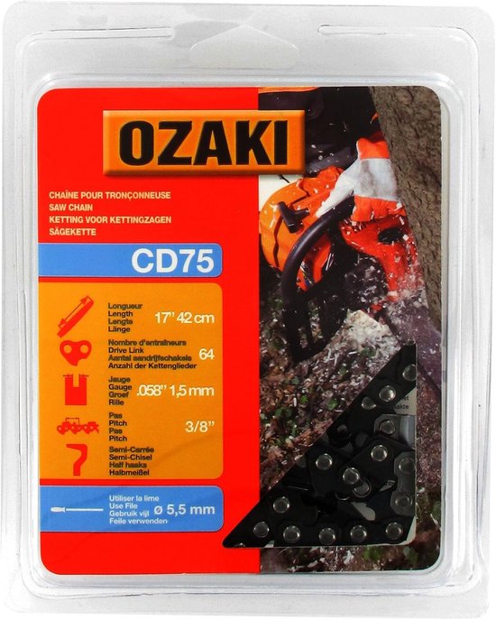Zaagketting - Kettingzaagketting - Hout zagen - Half vierkante schaal - 64 schakels - Zwart