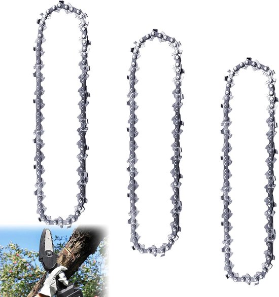 Zaagkettingen Set - Kettingzaagonderdelen - Boom snoeien - Lage terugslag ontwerp - 20 cm 3 stuks - Zilver