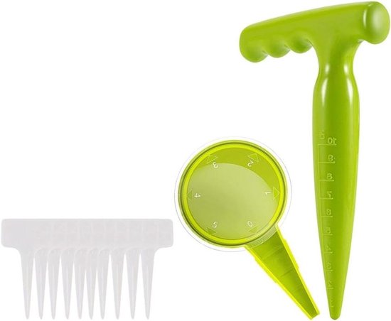 Zaaidispenserset Tuin - Plantgereedschap Dibber - Nauwkeurig Zaaien - Ergonomische Grip - 18 x 15 x 3 cm - Groen