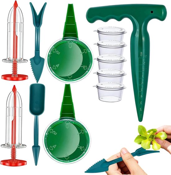 Zaaigereedschap Plantgereedschap - Hand Zaadstrooier - Nauwkeurig Zaaien - Ergonomisch Ontwerp - 18 x 14 x 3.5 cm - Groen