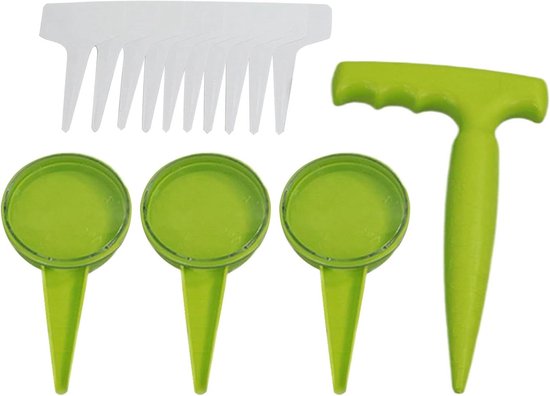 Zaailingen Dispenser Set - Planten Gereedschap - Tuin Zaaien - Maximaliseert Opbrengst - 14 Delig - Fluorescent Groen