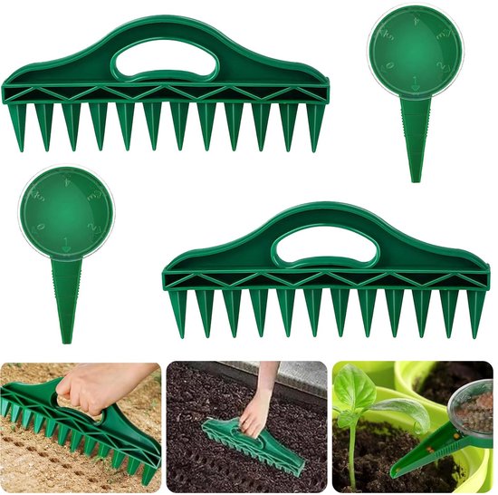 Zaaimachine-plantgereedschap, 4-delige zaaimachine-dispenserset, planthulp met 12 gaten, zaaimachine, zaaimachineset, zaaddispenser, zaaigereedschap, voor het zaaien in de tuin van Merkloos	