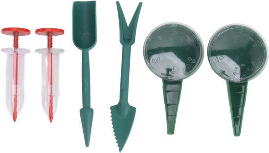 Zaaimachine Set - Zaadplanter Mini Dispenser - Planten van Zaden - Duurzaam Plastic Materiaal - 6-delige Set - Rood en Groen