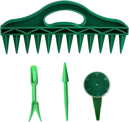 Zaaimachine set - Zaadverdeler plant - Nauwkeurig zaaien - 12 gaten design - 30 x 13 cm - Groen
