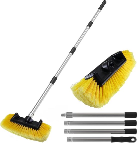 Zachte Autowasborstel met Lange Telescoopsteel voor Krasvrij Reinigen van Merkloos	