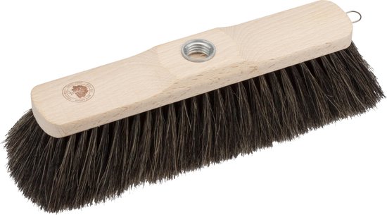 Zachte bezemkop - zwart - 28 cm - hout - binnen gebruik - Incl. metalen schroefdraad - kamerbezem - binnen bezem van Sorbo
