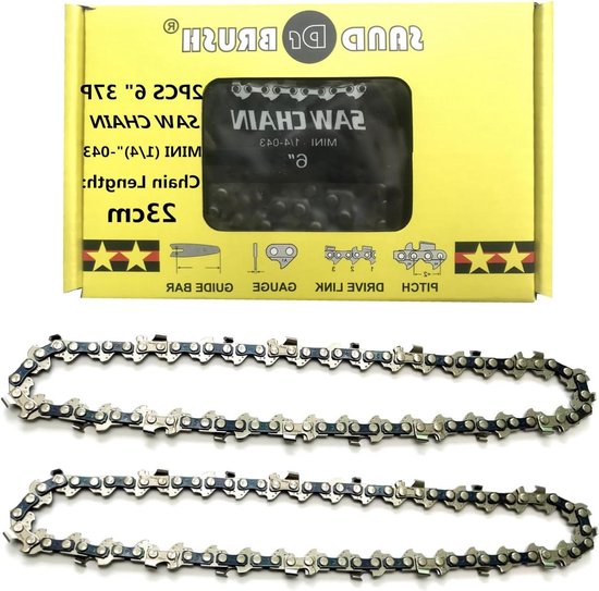 Zagen-ketting kettingzaagketting voor 6 inch mini handheld oplaadbare kettingzaag - 1/4" 0.043" (11 mm) 37DL - 18.5cm gids - universele ketting - houtbewerking - trim tuin van Fafeicy