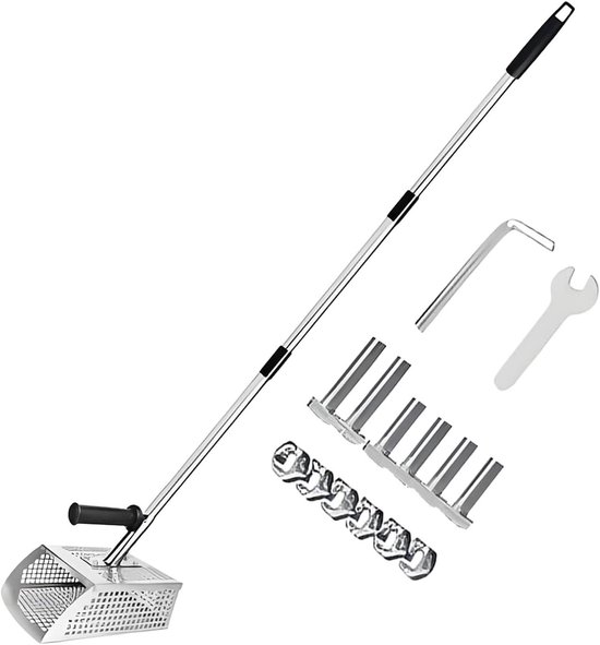 Zandschep Metaaldetector - Zandhark Schop - Schatten Zoeken - Roestvrij Staal - 130 cm Steel - Zilverkleurig