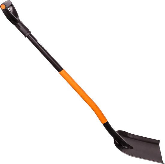 Zandschep van koolstofstaal 124 cm voor bouw en tuinwerk met D-greep EU-made Shoval van Merkloos	