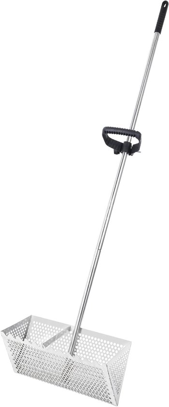 Zandvlooienhark, afneembare zandvlooienhark, haaientandzeef met een afvoerzeef van 40,64 cm breed en een steel van 139,54 cm (wateremmer niet inbegrepen).-Belle's product van OUTARO