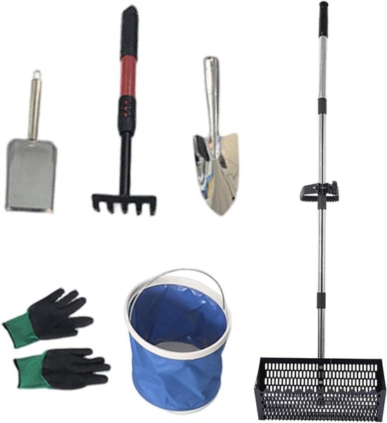 Zandvlooienhark - Strandzeef - Schelpen Verzamelen - Afneembare Zeef - Ergonomische Handgreep - Metaal