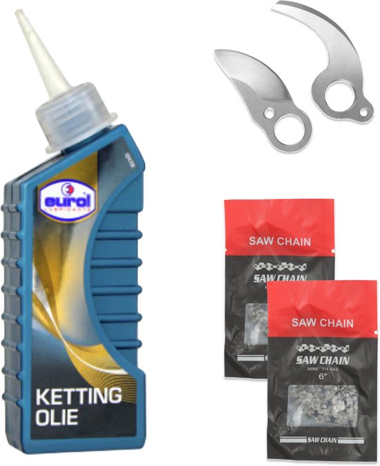 Zanora® Garden Onderhoudsset – voor Kettingzaag en Snoeischaar – 2 Kettingen – Snoeimes – smeer olie van Merkloos	