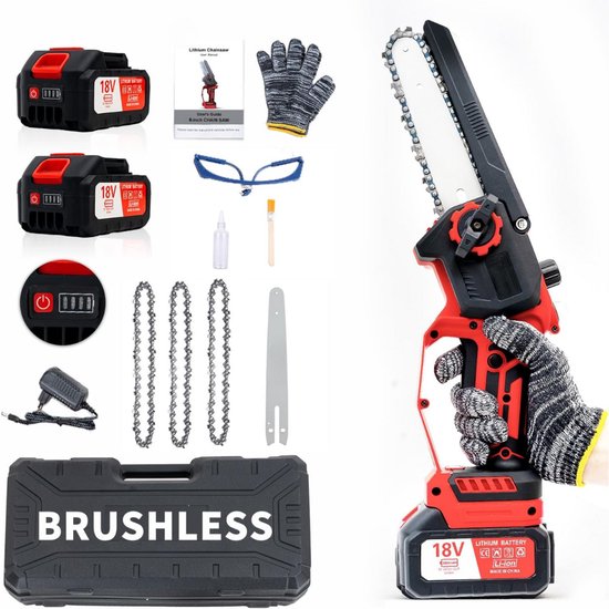 Zavira® Mini kettingzaag - Snoei - Takken - Rood - 9L x 9B x 32H centimeter van Zavira