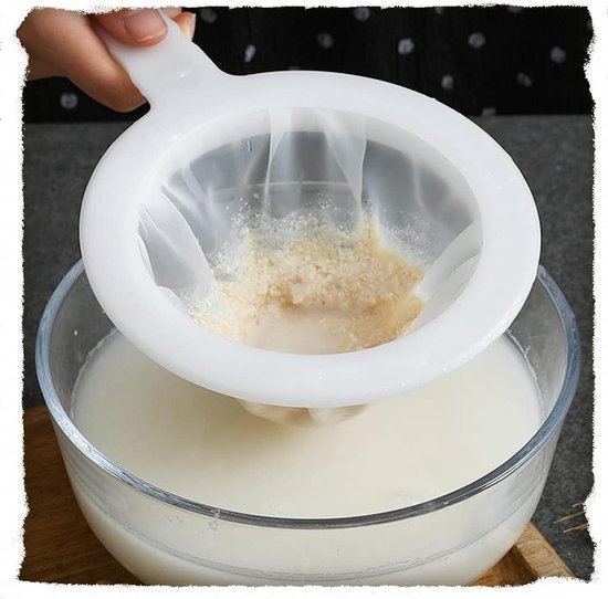 Zeeffilter met nylon zeef en handvat - Ultrafijne trechterfilter voor sap melk koffie - 100/200/400 mesh - Antislip handgrepen - Comfortabel gebruik - Keukenaccessoire van Merkloos	