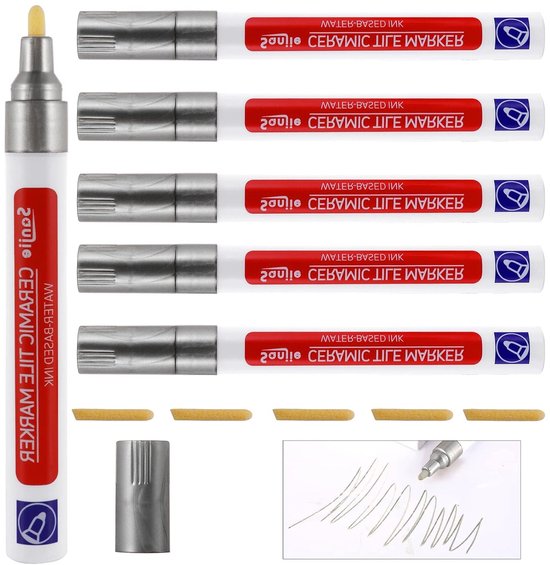 Zegelpen Set van 6 Stuks, Grijze Markers voor het Vullen van Voegen en Reparaties in Tegels, Vloeren, Keuken en Badkamer van Merkloos	