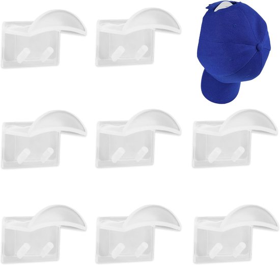 Zelfklevende Hoedenhaken - 8st Super Sticky Upgraded Hoedenhaken - Geen Boor of Schroeven - Hoedenhangers Boorvrije Haken voor Het Ophangen Van Hoedenrekken Garderobemuur - Transparante Kleur van Merkloos	