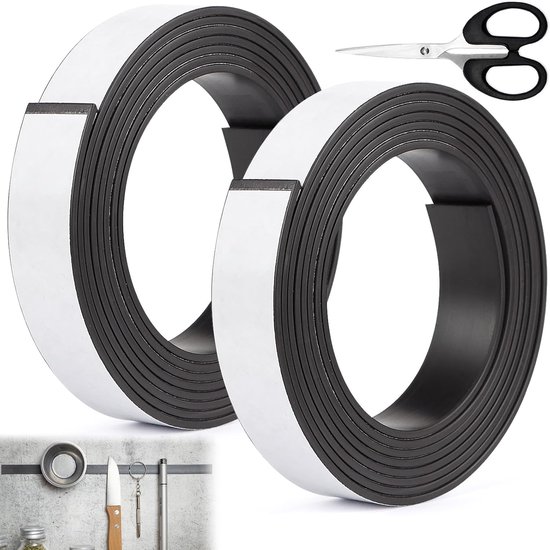 Zelfklevende magneetband - A+ B - 20 mm x 2 m - sterke lijm - magnetische plakstrip - ideaal voor vliegengaas en ramen - 2 rollen van Merkloos	