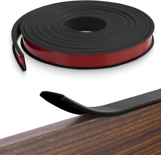 Zelfklevende meubelrandband - U-vorm - 6 m x 16 mm - flexibele randbescherming - TPE - opvouwbare rubber voor kastranden - zwart van Merkloos	