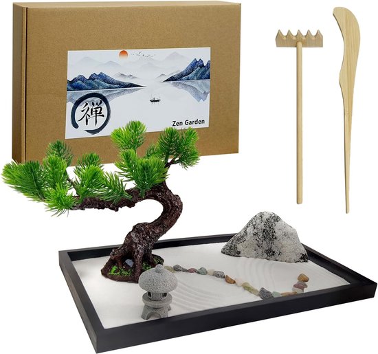 Zen Sand Meditation Ornaments - 30x20cm Zen Garden Set - Japanse Zen Sand Garden - Mini Sand Garden Set - Office Ornament van Merkloos	