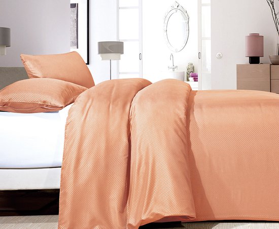 Zensation - Lits-jumeaux Dekbedovertrek Satin Point - Oranje 240x200 cm - Microvezel - Dekbedovertrek met 2 kussenslopen van Zensation