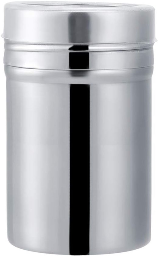 Zerodis Spice Jar Stainless Steel Seasoning Powdered Sugar Storage Container Coffee Bottle Chocolate Shaker Strainer with Fine Mesh Lid Translucent Plastic Cover for Home Kitchen Restaurant (L) van Merkloos	