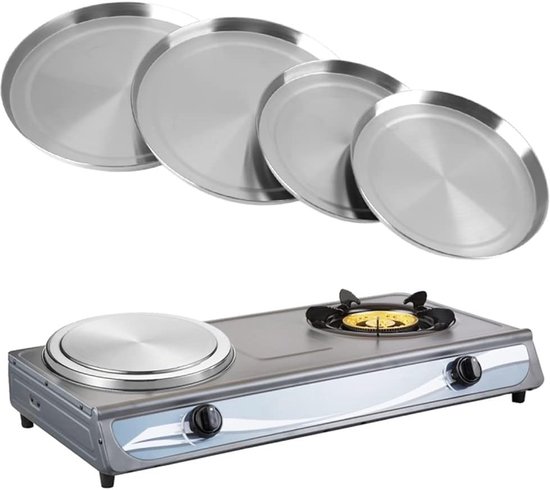 Zerodis Stove Top Covers 4pcs Stainless Steel Kitchen Protectors, Reusable Cooking Tools, Silver, Silver, 21cm/17cm, siliver van Zerodis