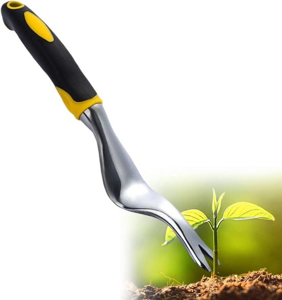 Zeynomax - Tuinhandwieder onkruidsteker van roestvrij staal - Plant- en wiedgereedschap voor in de tuin - Gele handgreep van Merkloos	