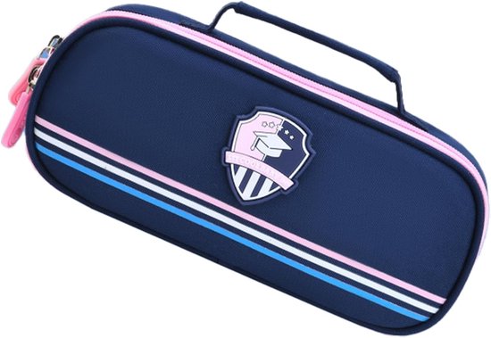 Zilver etui voor scholieren met handvat, drielaags pennenetui, basisschool, middelbare school, schrijfwarenbox, multifunctioneel, grote capaciteit, Britse stijl