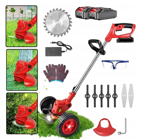 Zincline Accu Grastrimmer 48V – met 2 accu’s en oplader – Onkruidborstel – met wielen van Zincline