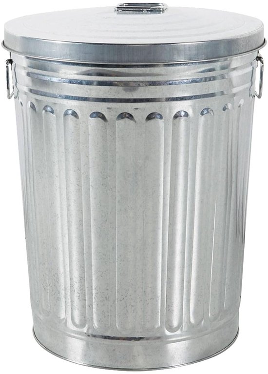 Zink Afvalemmer Met Deksel voor Outdoor en Tuin - 58 Liter van Esschert Design