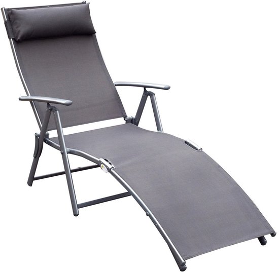 Zonnebed - Ligbed - Zonnebedden Ligbedden - Opvouwbare Ligstoel - met Verstelbare Rugleuning - Ligbed Tuin - Zomer - Zon - Ligbedden - Ligbed Buiten - Grijs van Merkloos	