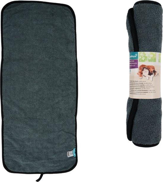 Zooroyal huisdier handdoek grijsblauw 80 x 35 cm set 4 stuks van Zooroyal