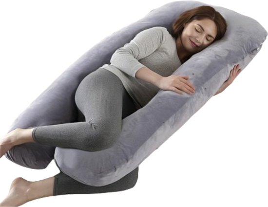 Zwangerschapskussen - XXL U-Vorm - Lichaamskussen - Zijslaapkussen - Pluche Overtrek - Voedingskussen - 280 CM - Ritssluiting - Rheme van Rheme