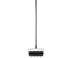 Zware Gazonbeluchter met handmatige bediening, 18 inch, met afneembare steel en 27 ijzeren spikes, voor tuin, erf en patio, zwart, beluchtingsgereedschap