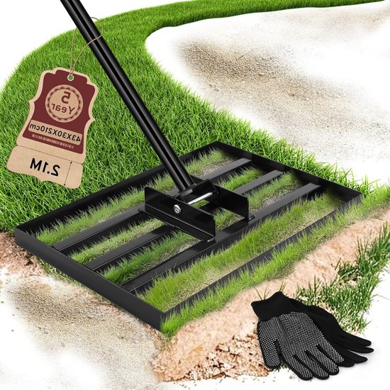 Zware Grond Egalisatie Hark, 43 x 30 cm, Verstelbare 210 cm Handgreep, Tuin en Gras Egalisatie Tool voor Tuinonderhoud en Golfbaanverzorging van Merkloos	