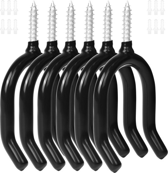 Zware U-vormige Draaihaken voor Garage - 12 Stuks - Vinyl Gecoat en Non-slip - Ideaal voor Tuingereedschap